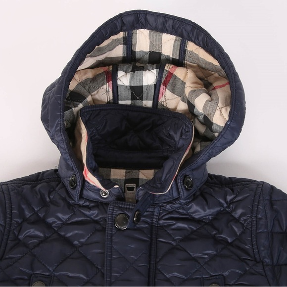 Burberry Navy Blue Quilted Jacket boys size 10 - Picture 5 of 5